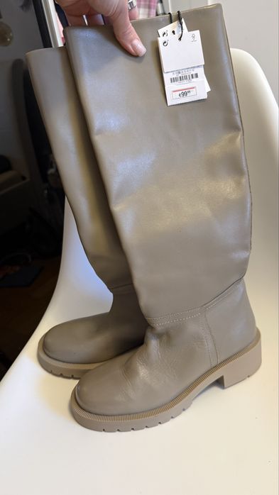Нові шкіряні чоботи Zara 37 розмір