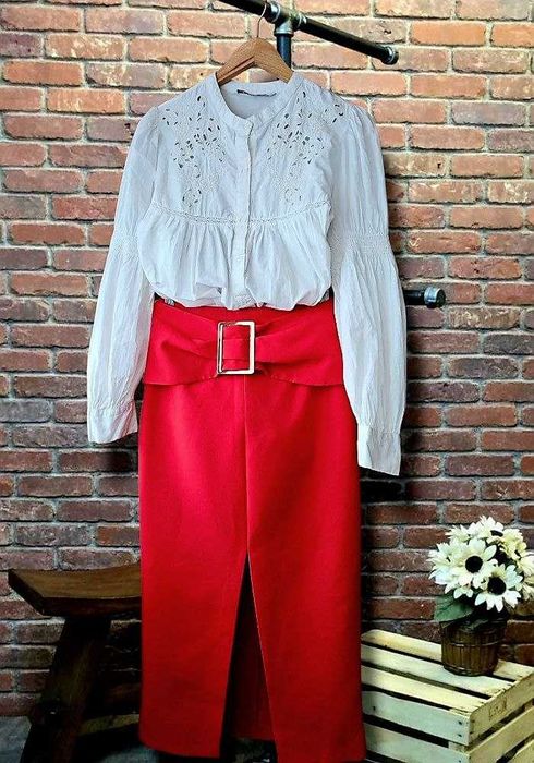 Стильная красная юбка-карандаш с поясом River Island, р. XXS/XS