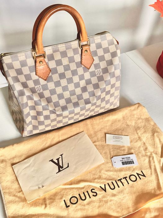 Torebka Louis Vuitton Speedy 30 Damier Azur z rachunkiem oryginalna