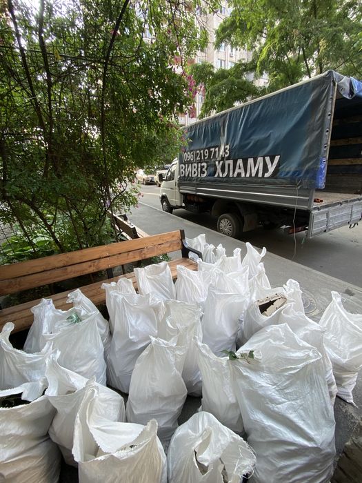 Вивіз хламу, сміття , гілки , демонтаж , грузчики, фасовка в мешки.