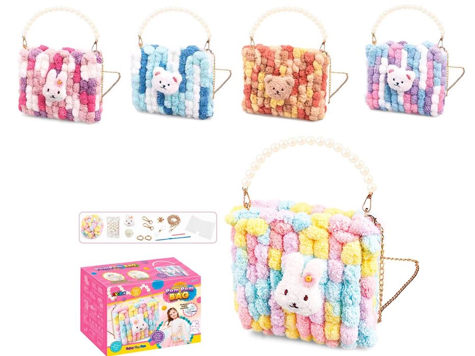 Набір для творчості сумка з помпонів, нитки, намистини, ланцюжок