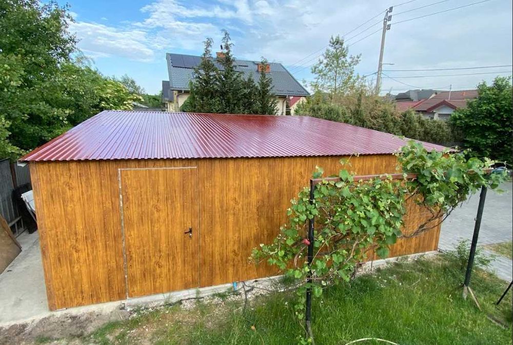 Garaż blaszany 6x5, jednospadowy dach, solidna konstrukcja