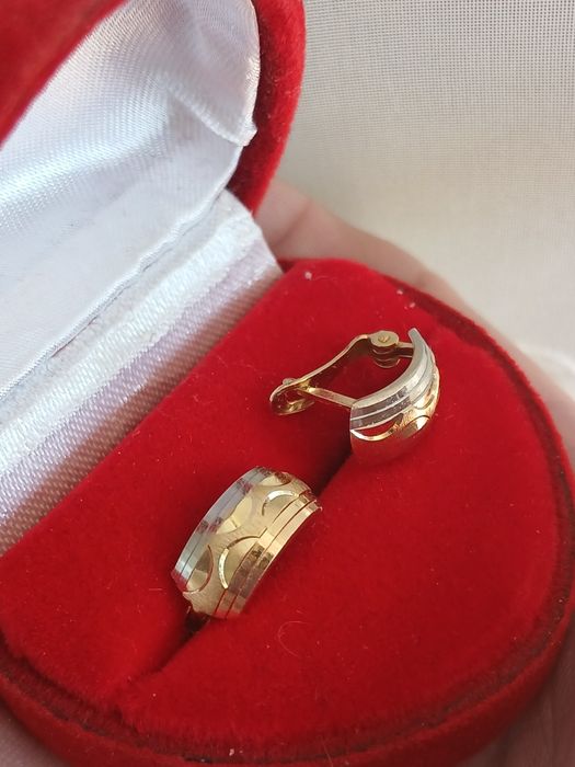 Złote kolczyki 585,  3 kolory złota