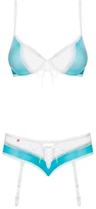 Костюм медсестры S/M Obsessive 834-CST-6 голубой бюстгальтер + трусики