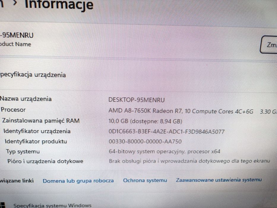 Komputer AMD, SSD, Wifi, BT