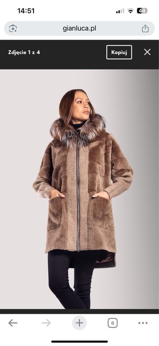 Kożuch z wełnianym rekawem i futrem z lisa