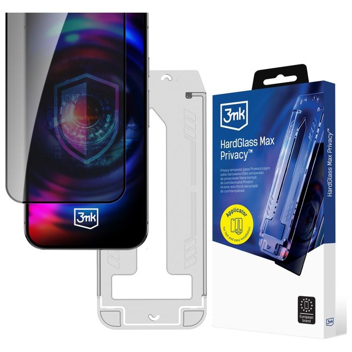 Szkło prywatyzujące do iPhone 15 Plus / 16 Plus - 3mk HardGlass Max Privacy z aplikatorem