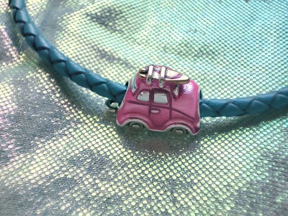 charms zawieszka srebro 925 wakacyjny różowy samochód
