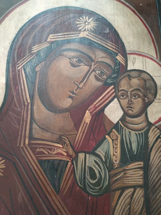 Ikona oryginalna ręcznie pisana na desce Matka Boska Kazańska  35x30 c
