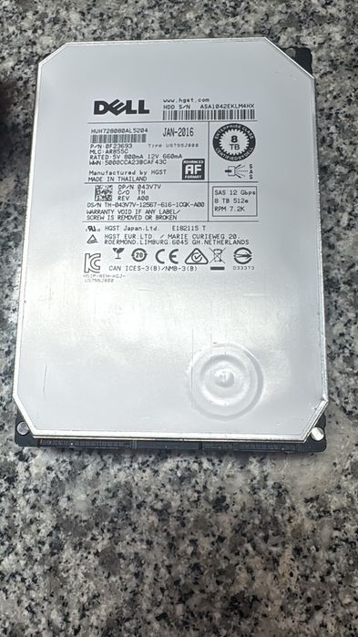 3x HDD Dell HGST Enterprise 8TB SAS 12Gb/s  discos rígidos