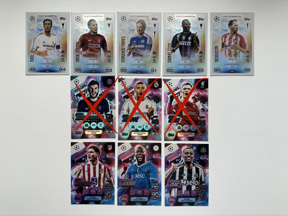 Футбольні картки Panini Messi Ronaldo  Topps Match Attax 2025/26 Champions League Dembele Kvaratskhelia Yamal Kane Mbappe