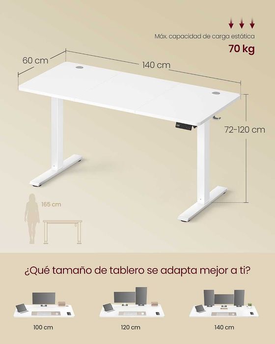 Secretária elétrica regulável em altura + cadeira com rodas – Conjunto 100€