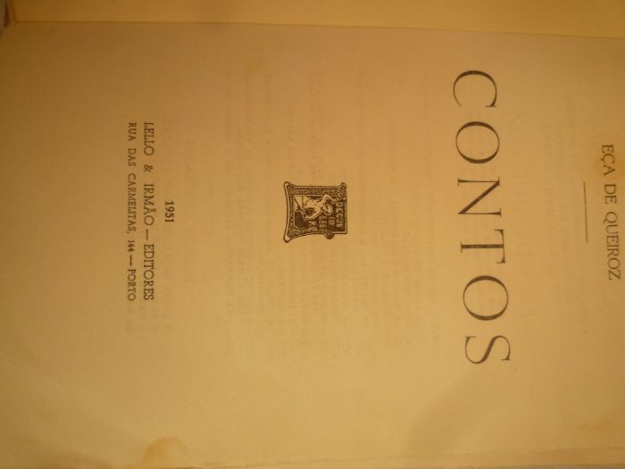 Contos", Eça de Queiroz, Edição Unica , Lello& Irmão Editores, de 1951
