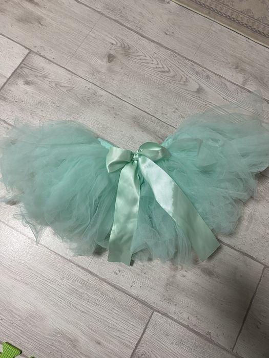 Дитяча М’ятна фатинова спідниця  з великим бантом (пачка/tutu)