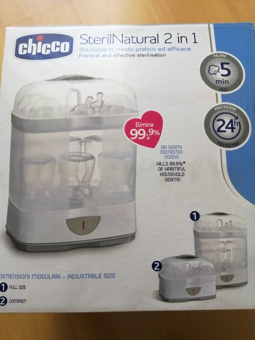 Esterilizador 2 em 1 CHICCO, com oferta de escorredor de biberões