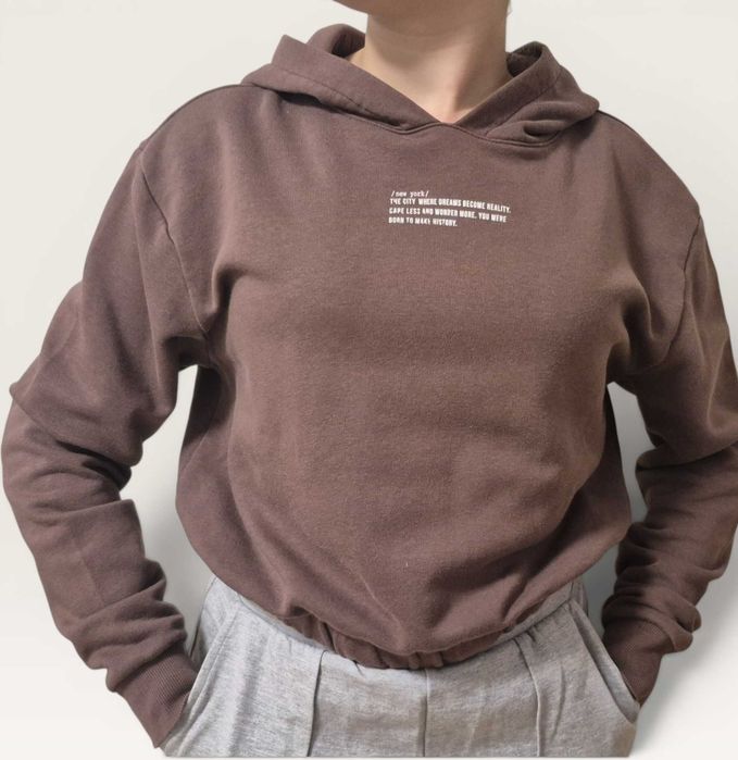 Худі H&M Basic коричневе коротке, р. 158/164