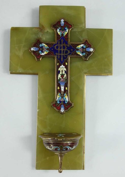 KROPIELNICA onyx emalia Jezus KRZYŻ 22,3 cm