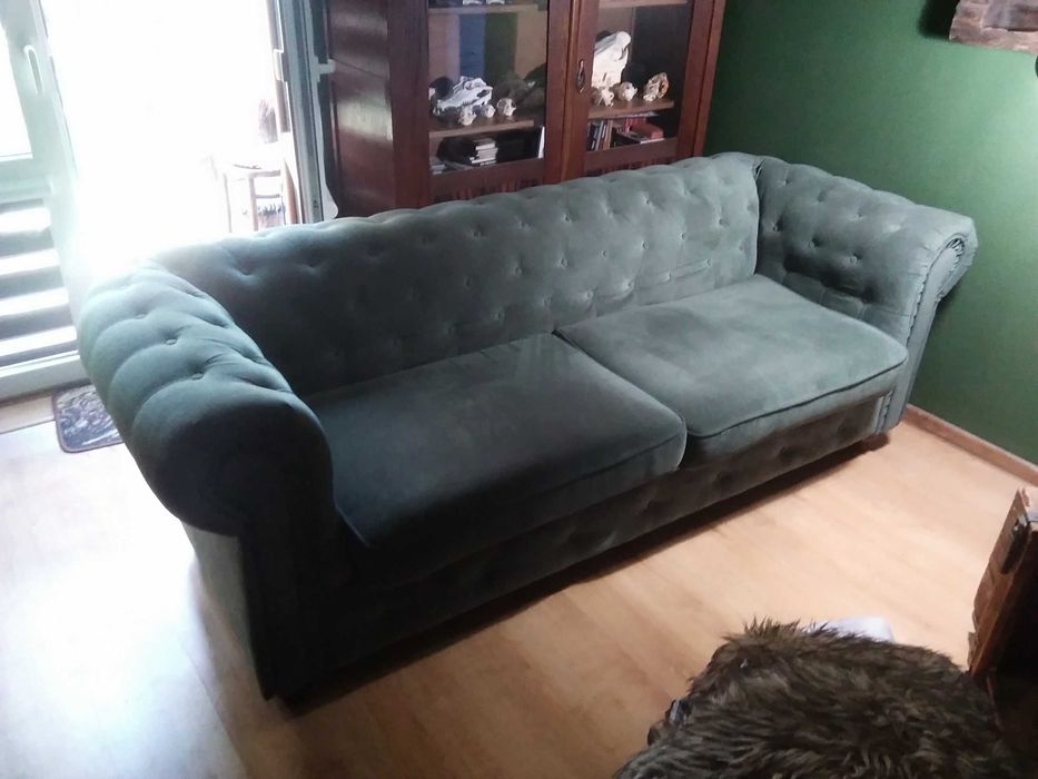 Sofa zieleń pikowana bardzo ładna