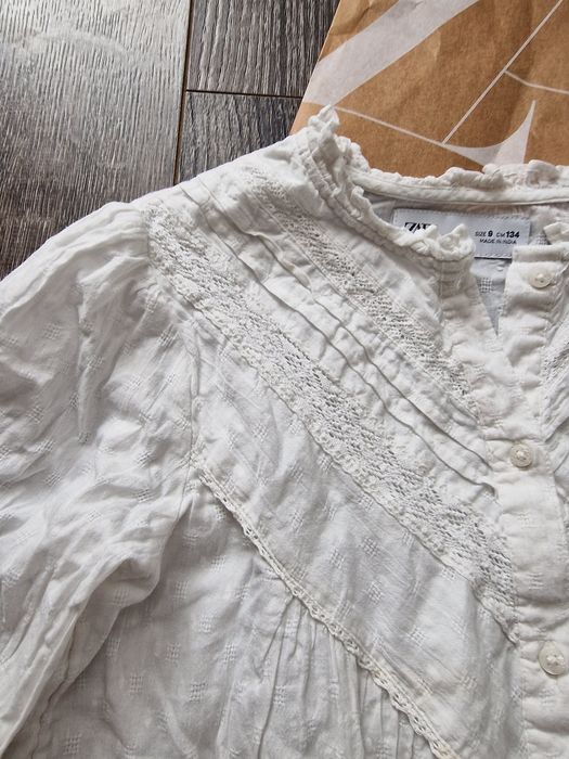 Zara elegancka biała koszula r. 134 z haftem