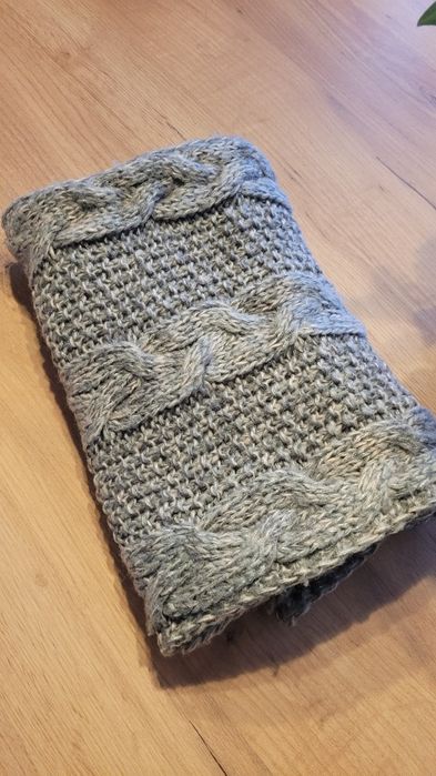 Gruby ciepły szalik Mohito szary stalowy komin warkocz