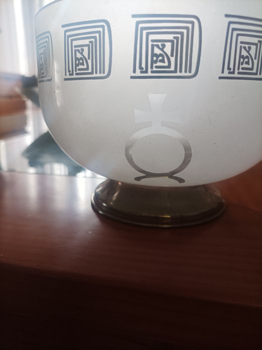 Taça em cristal serigrafado e pé em prata437559191353446401