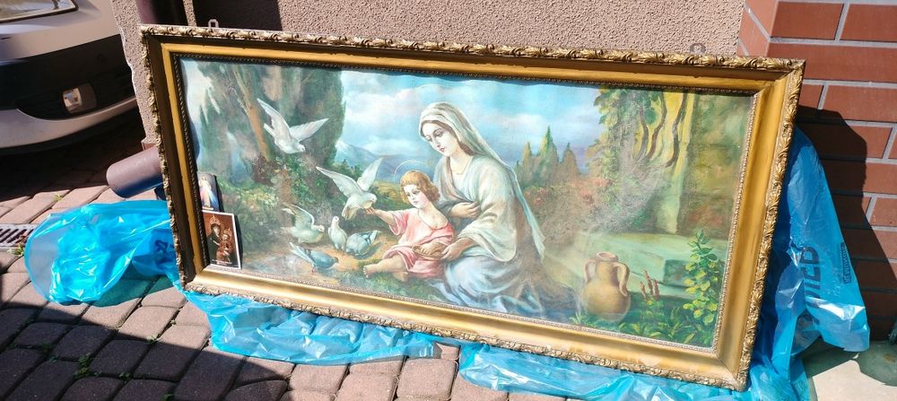 Dwa Obrazy święte religijne Matka Boska duży