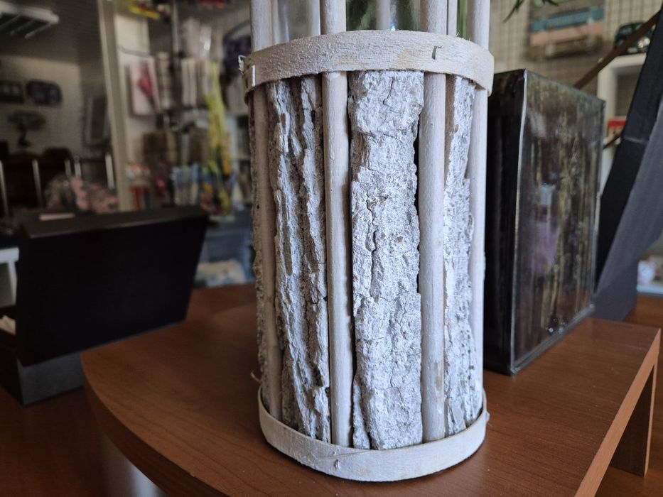 Lampion drewniany szklany świeczniki lampiony