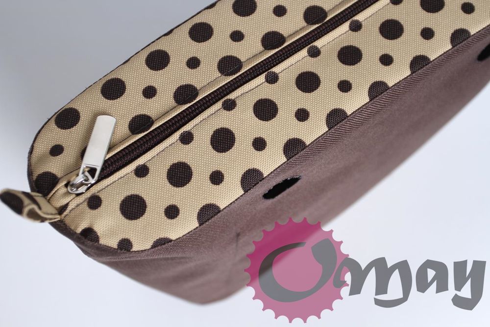 Brązowy organizer do OBAG MINI groszki grochy biszkoptowe wnętrze OMAY