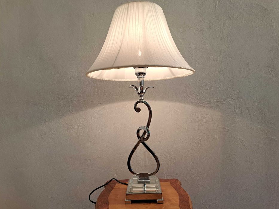 Lampa stołowa włoska chromowana srebrna glamour