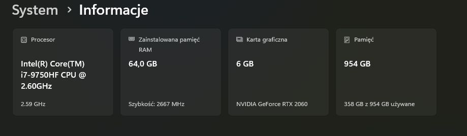 Laptop Lenovo Y540 i7-9750HF 64GB RTX2060