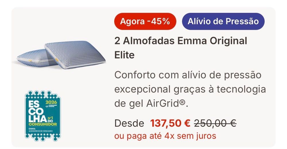 Almofadas Zero Gravity Emma