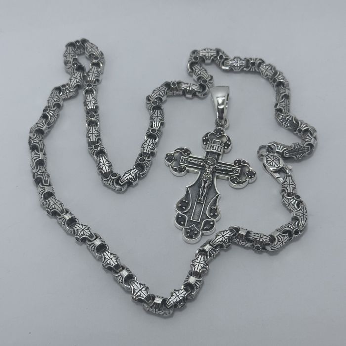 Срібний ланцюг Барака з камінням