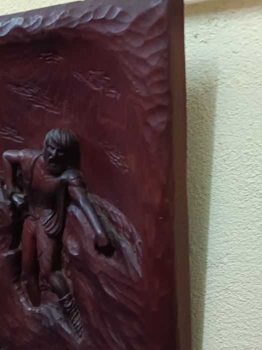 Quadro Luís de Camões folha de madeira b/estado!