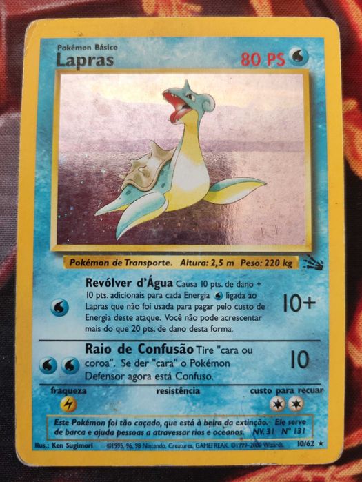 Lapras foil Edição Fóssil cartas Pokemon