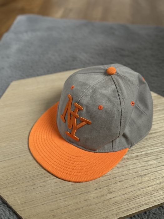 Czapka z daszkiem New York Pomarańczowa Szara
