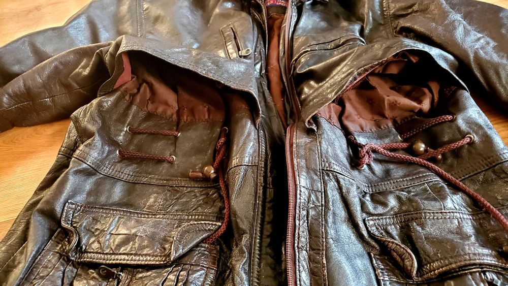 Вінтажна шкіряна жіноча куртка XL парка 90-их | Made in Italy