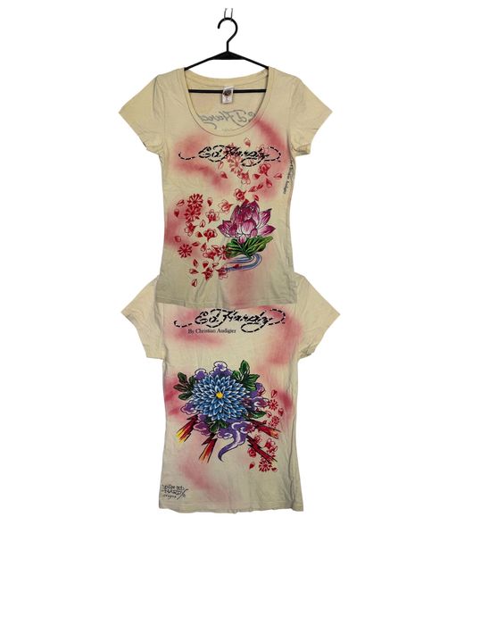 Koszulka Ed Hardy By Christian Audigier Kwiaty Y2K