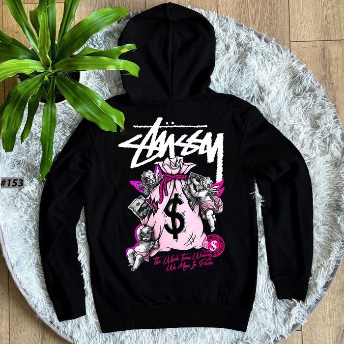 Большой Принт Кофта Стусси | Худи Черное Stussy Basic | XS S M L XL
