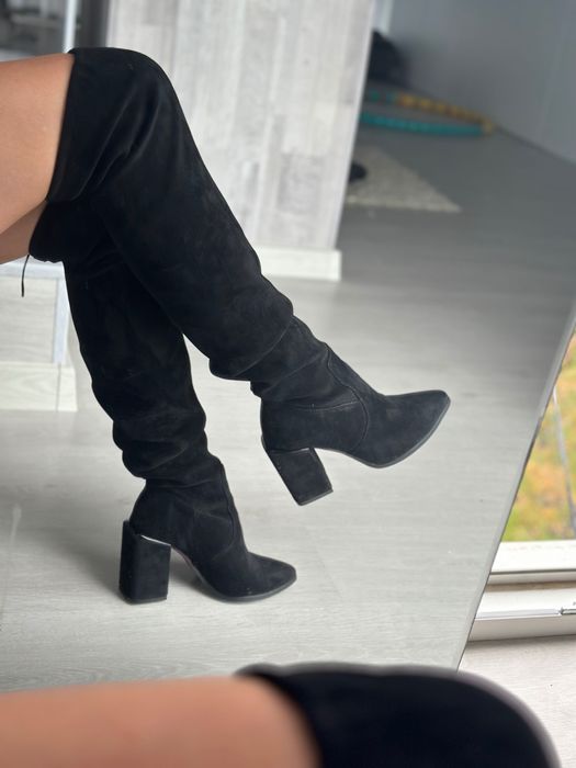 Ботфорди-панчохи натур.замша 37