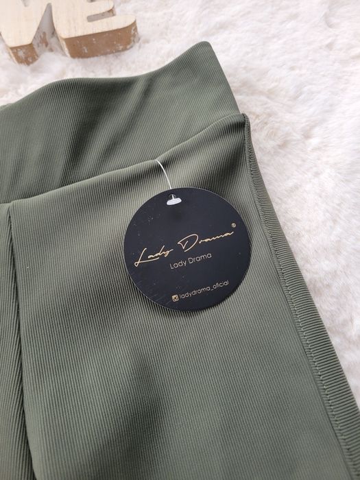 Leginsy prążek Lady drama khaki 1