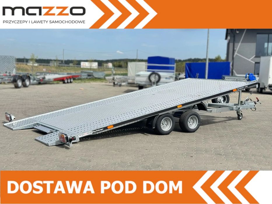 Balhanger DOSTAWA laweta uchylana 450x205cm DMC 2700kg z wypełnionym środkiem  Laweta uchylna 4.5m dwuosiowa z kołem zapasowym