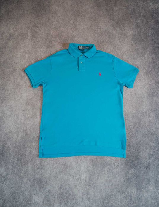 Oryginalna Koszulka Polo niebieska Ralph Lauren Vintage - M