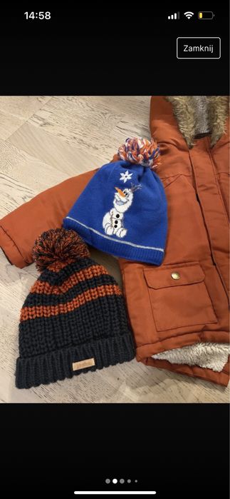 Parka/ kurtka zimowa 92 primark plus 2 czapki