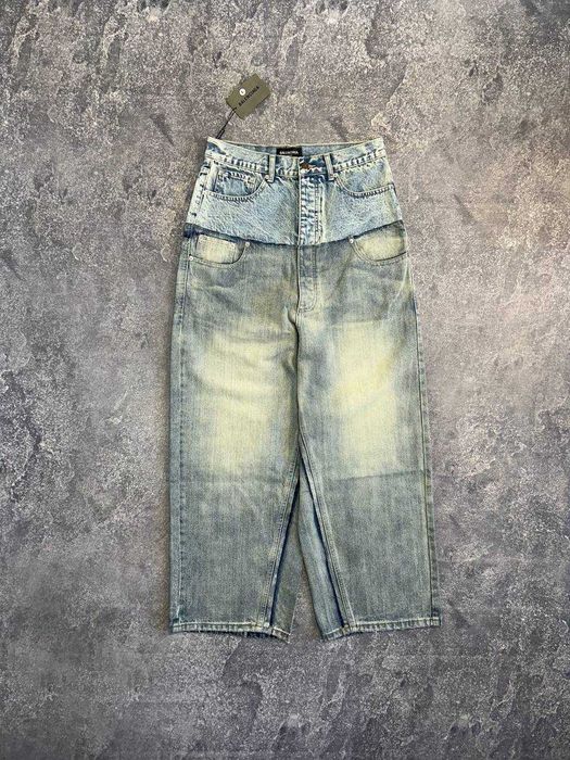Джинси Balenciaga Cargo faded baggy opium archive синие джинсы сині