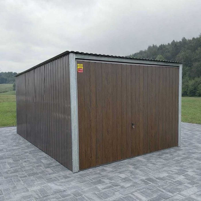 Garaż blaszany 4x5 DĄB MULTIGLOSS lub ORZECH Brama Podnoszona