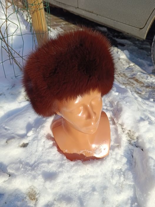 czapka z lisa naturalnego