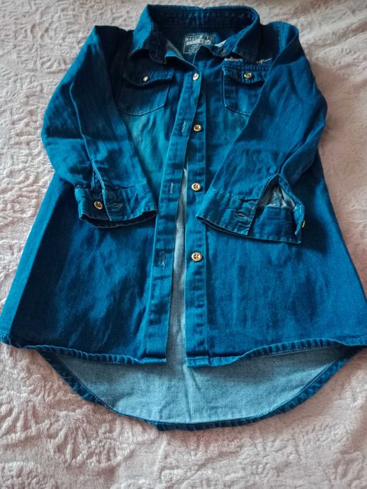 Koszula długi rękaw tunika jeans dżins bluzka 92