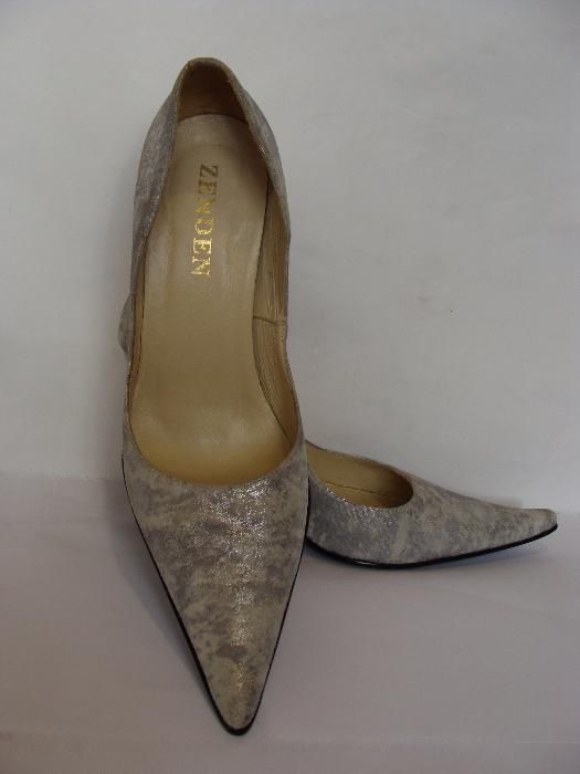 Туфли серебристые замша натуральная р.36 на высоком каблуке