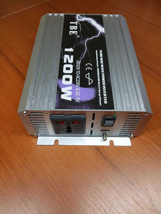 Инвертор  напряжения 12- 220 1200W -2400W чистый синус TBE для котлов