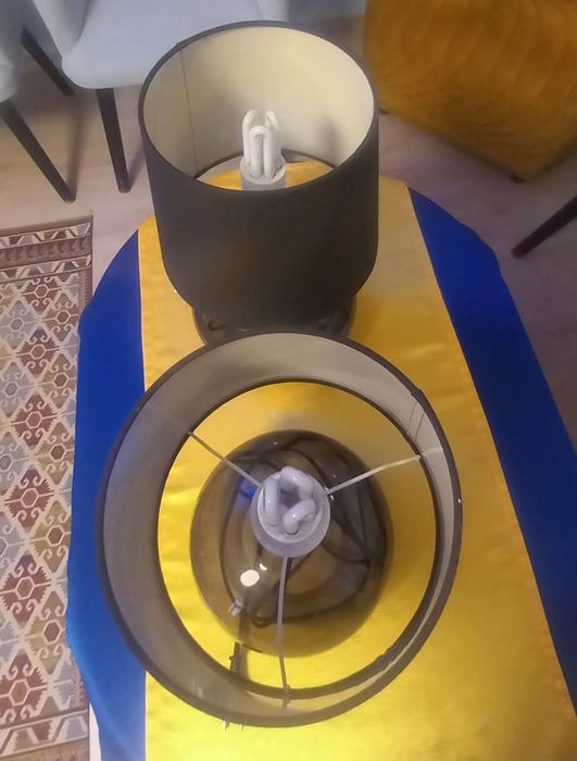 Lampa design czarna 2 szt. abażur